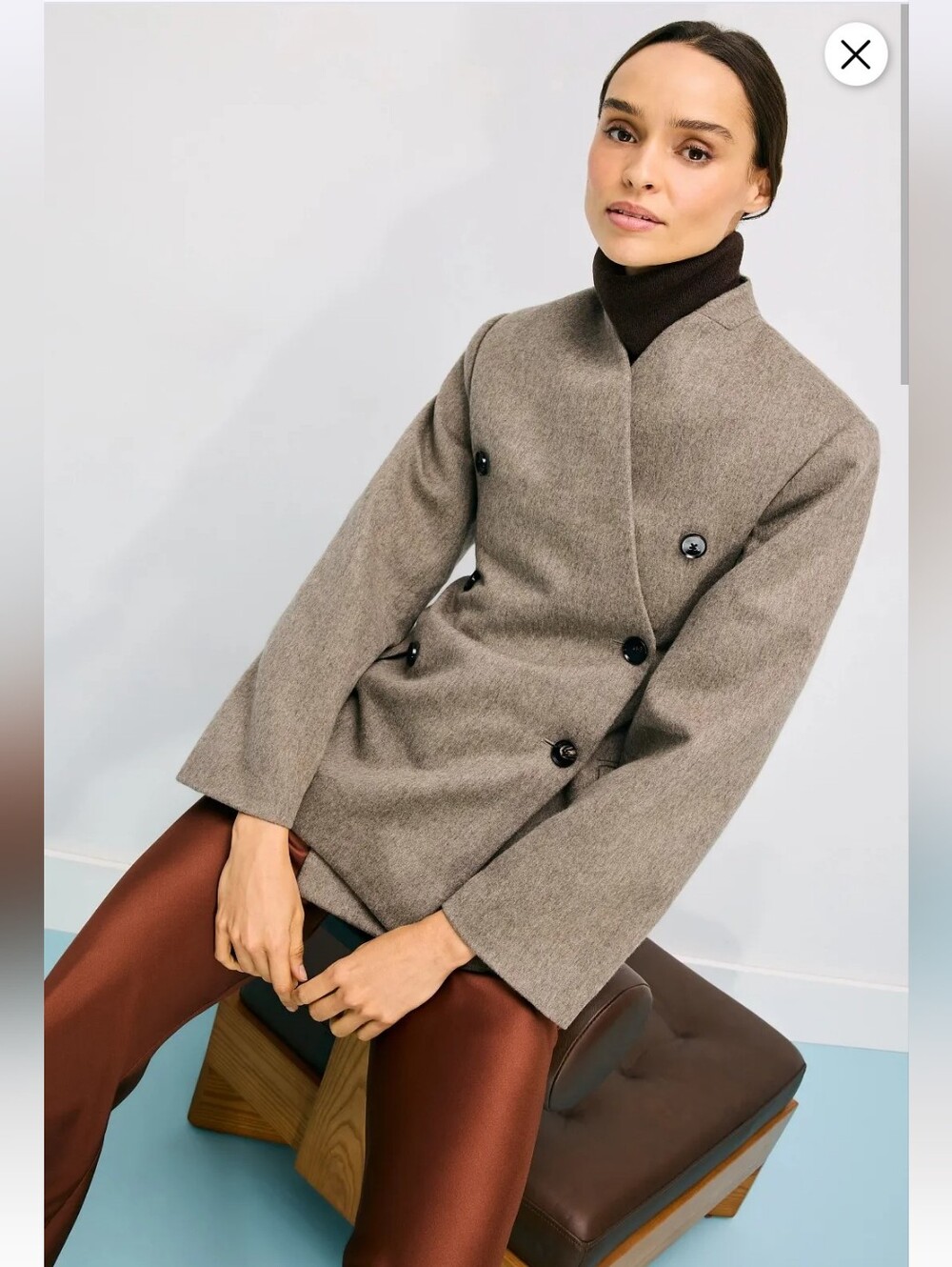 CO 90% VIRGIN WOOL 10% CASHMERE SCULPTURAL COLLARLESS JACKET SIZE XL MSRP $1395